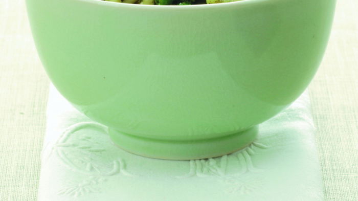 a picture of a bowl of trofie pasta with chopped potatoes and green beans