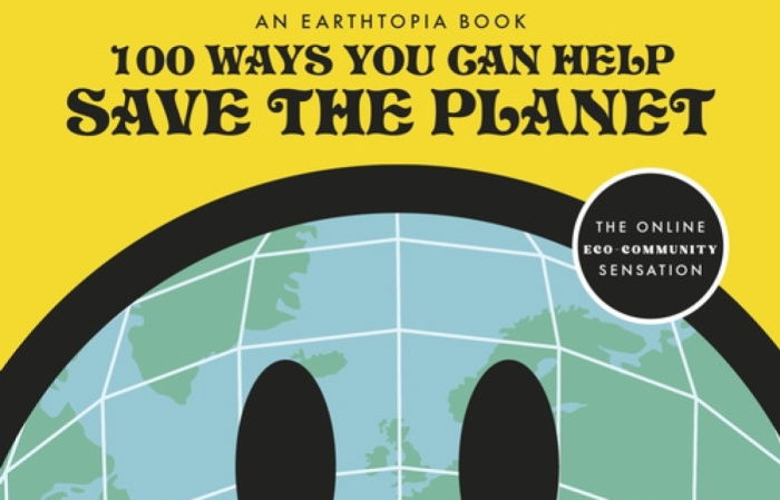 a picture of a book cover showing a green planet of the earth with a smiling face drawn in black