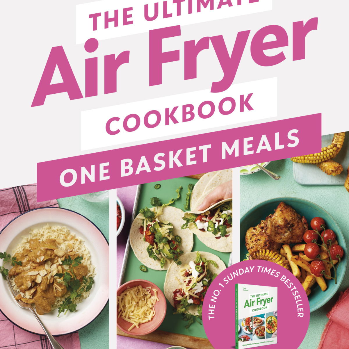 a picture of the cover of the Air Fryer Cookbook, One basket Meals