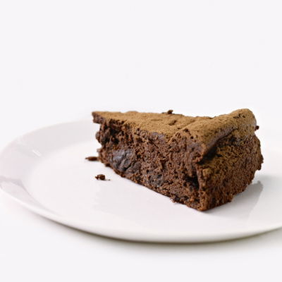 a picutre of a slice of chocolate cake on a white plate